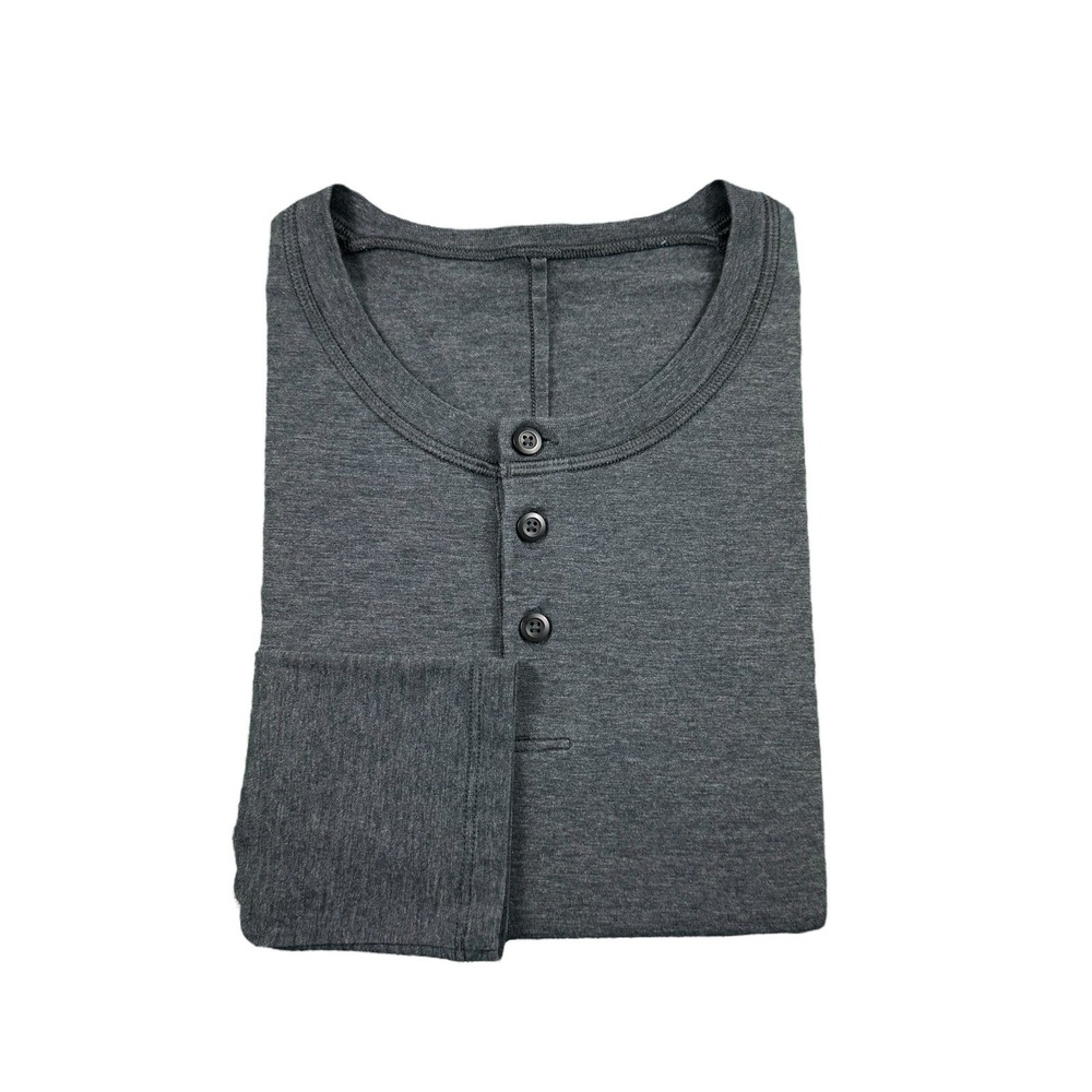 Lululemon Heathered Gray Performance L/S Mens Henley Shirt Size Medium